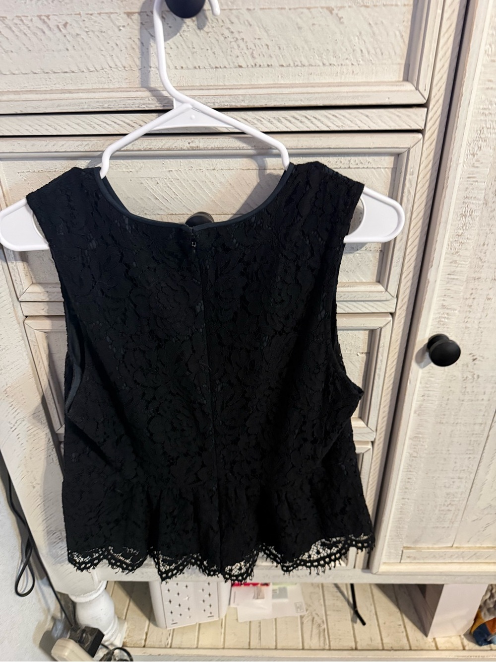 J. Crew Black Lace Peplum Shell